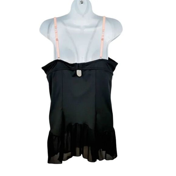 Sophie b. Black Babydoll Chemise with Pink Lace Trim Size Large - Picture 6 of 10